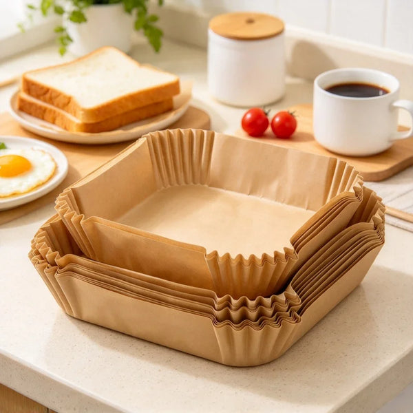 Square Air Fryer Paper Liners Disposable Non-Stick Parchment Paper, Thick Oil-proof Baking Paper for Air Fryer Oven Kitchen