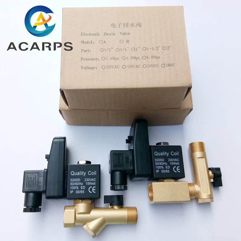 1/2' Electric Drain Valve Brass With Timer for Water 220V 110V 24V 16Bar Electronic Drainage Valve