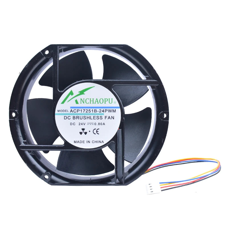 ACP17251B-24PWM Aluminum Outer Frame Plastic Blade Cooling Fan High Air Volume DC24V 0.80A 172x150x51mm for Medical Atomizer