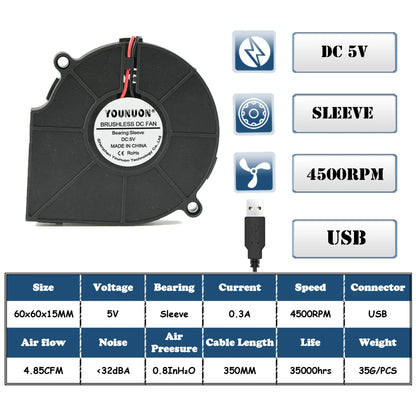 60mm 6015 Turbo blower 24V 12V Sleeve Cooling fans 60x60x15mm Blower Fans for Projectors and Retrofit Cooling