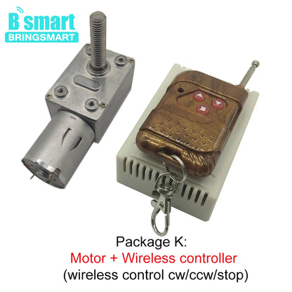 Bringsmart DC Worm Motor Geared Reducer JGY-370-M8 6-24V 6-150RPM Self-lock Turbine M8 33mm Length Screw Shaft Customized Motor