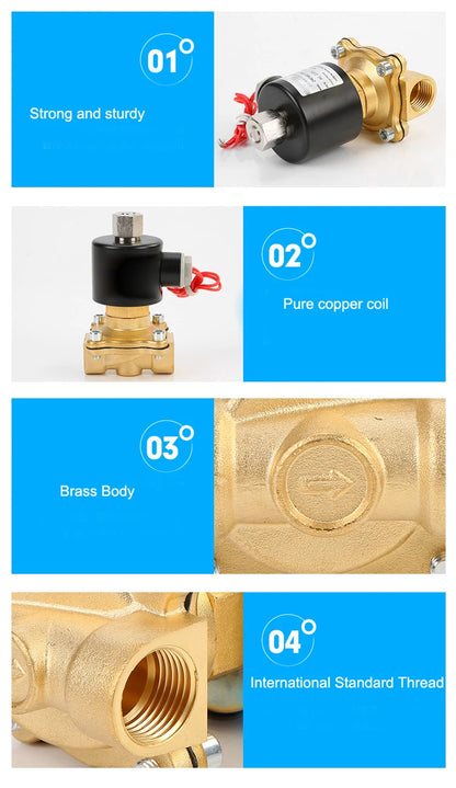 1/4" 1/2" 3/4" 1" 2Way Electric Water Valve 220VAC 24VDC 12VDC 24VAC 110VAC Normally Open Solenoid Valve Brass