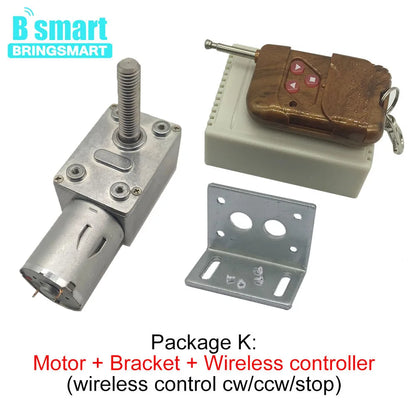 Bringsmart DC Worm Motor Geared Reducer JGY-370-M8 6-24V 6-150RPM Self-lock Turbine M8 33mm Length Screw Shaft Customized Motor
