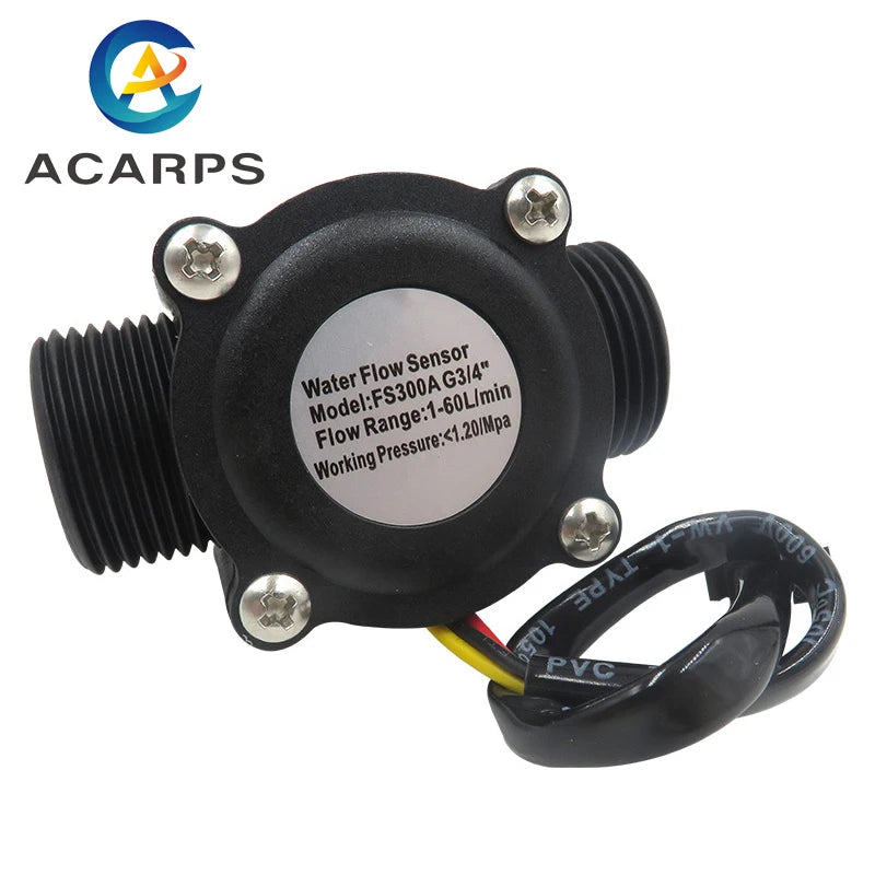 3/4" Water Flow Sensor 2.0MPa Hall Sensor Turbine Flowmeter DC5~18V Control Liquid Flow