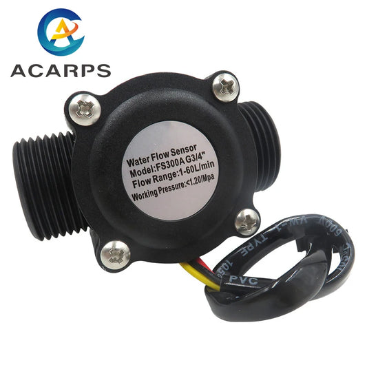 3/4" Water Flow Sensor 2.0MPa Hall Sensor Turbine Flowmeter DC5~18V Control Liquid Flow