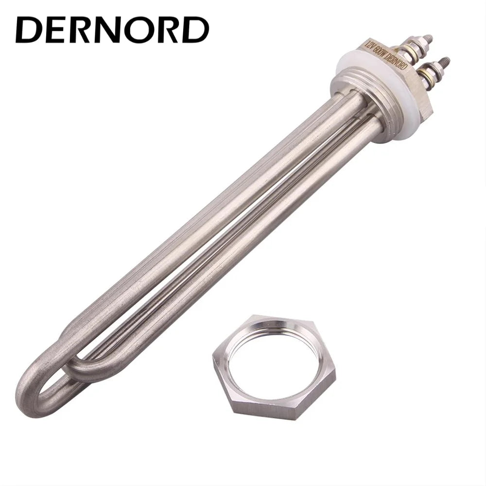 DERNORD DC Solar Water Heater 48V 3000W/1200W/1500W/900/600W DN25 Immersion Heating Element 1"BSP Tubular Electric Heater SUS304