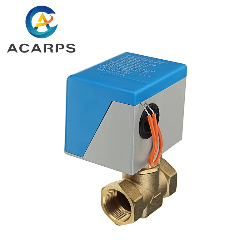 3/4" Motorized Electric Brass Globe Valves 2 Wire AC 220V Two Way Stop Shut-off Valve