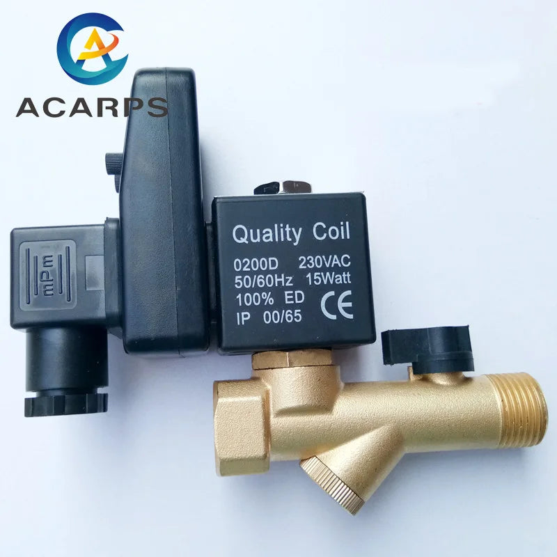 1/2' Electric Drain Valve Brass With Timer for Water 220V 110V 24V 16Bar Electronic Drainage Valve
