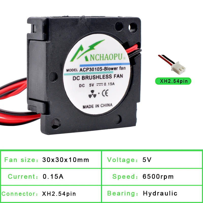 ACP3010S 3cm 30mm Fan 30x30x10mm DC5V 12V 24V USB Plug Mini Side Blower Cooling Fan for Router Projector 3D Printer