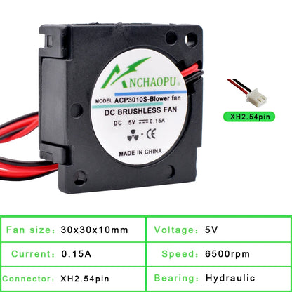 ACP3010S 3cm 30mm Fan 30x30x10mm DC5V 12V 24V USB Plug Mini Side Blower Cooling Fan for Router Projector 3D Printer