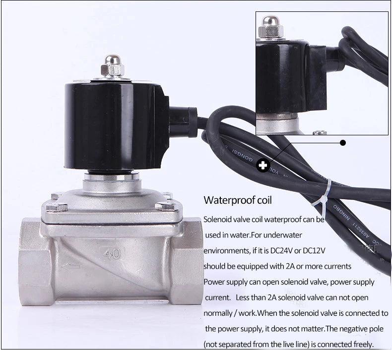 1-1/4" Stainless Steel Underwater Solenoid Valve Fountain Solenoid Valve Water Valve 220V 110V 24V 12V