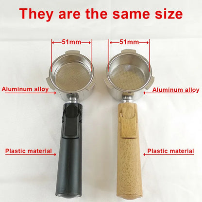 51mm Bottomless Coffee Filter Coffee Machine Accessories Basket Holder Handle Hollow Handle Compatible with Homix Saachi Qster