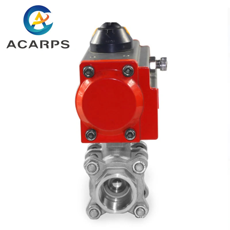 1/2" Three piece High Platform Pneumatic Ball Valve 304 Stainless steel Q611F-16P Double Acting Cylinder