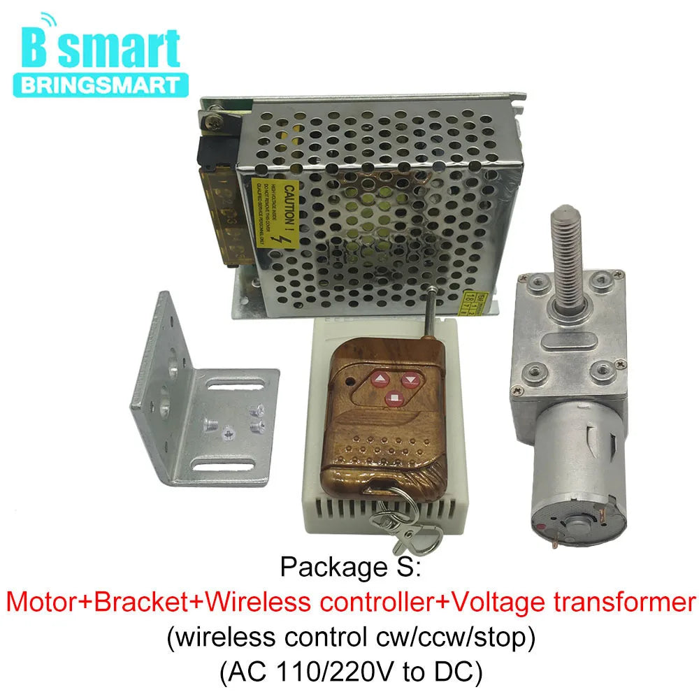 Bringsmart DC Worm Motor Geared Reducer JGY-370-M8 6-24V 6-150RPM Self-lock Turbine M8 33mm Length Screw Shaft Customized Motor