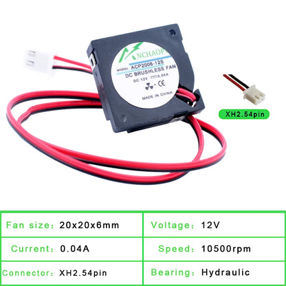 Ultra-Thin 20x20x6mm 20mm Blower Fan 10500RPM DC5V 12V Cooling Fan for Projector DIY Traormation
