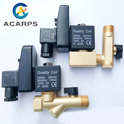 1/2' Electric Drain Valve Brass With Timer for Water 220V 110V 24V 16Bar Electronic Drainage Valve