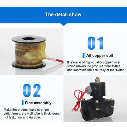 DN8-DN50 Plastic Motorized Solenoid Valve Normally Closed AC220V DC24V DC12V For Water Oil Air