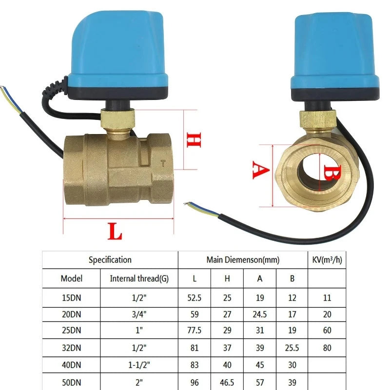 1/2" 3/4" 1" 2" Normally Closed/Open Two Wire Motorized Ball Valve Electric Ball Valve AC220V DC12V DC24V