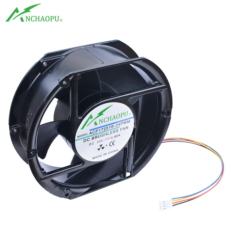 ACP17251B-24PWM Aluminum Outer Frame Plastic Blade Cooling Fan High Air Volume DC24V 0.80A 172x150x51mm for Medical Atomizer