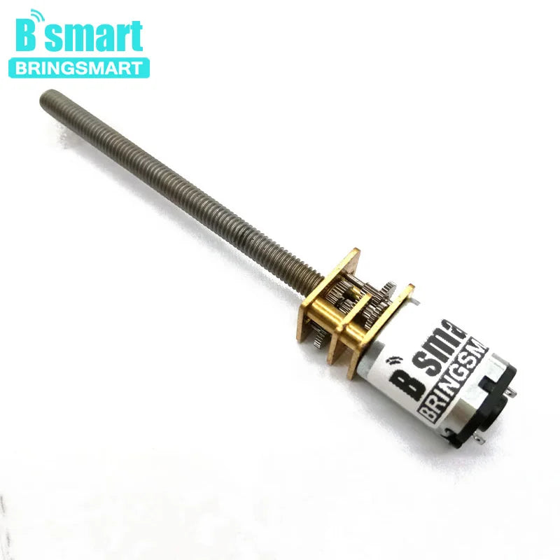 Bringsmart Threaded Shaft M4 55mm DC Gear Motor 5/30/50/100/200/500/1000rpm Mini Electric Screw Reducer N20 3V 6V 12V Customized