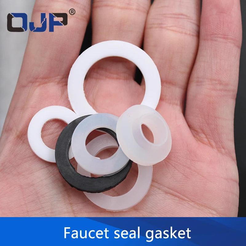 White Black 1/2" 3/4" 1"Rubber Ring Silicon PTFE Flat Gasket Sealing Ring for Shower Nozzle Hose Pipe Bellows Tube Washer Ring.