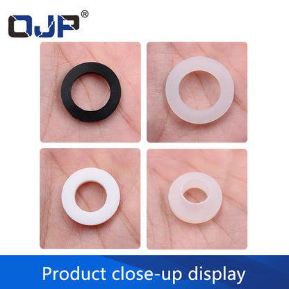 White Black 1/2" 3/4" 1"Rubber Ring Silicon PTFE Flat Gasket Sealing Ring for Shower Nozzle Hose Pipe Bellows Tube Washer Ring.