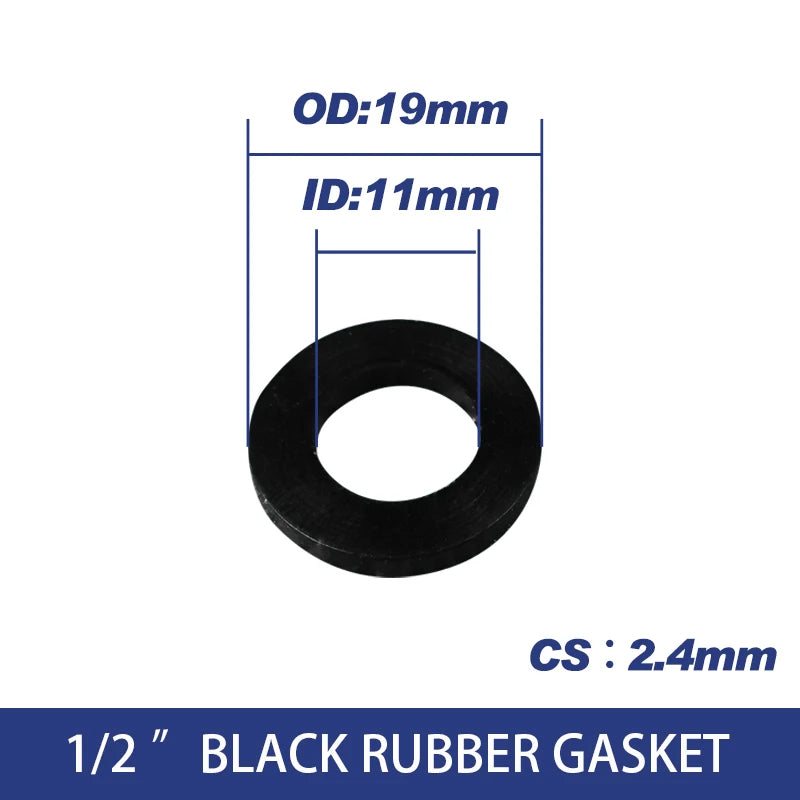 White Black 1/2" 3/4" 1"Rubber Ring Silicon PTFE Flat Gasket Sealing Ring for Shower Nozzle Hose Pipe Bellows Tube Washer Ring.