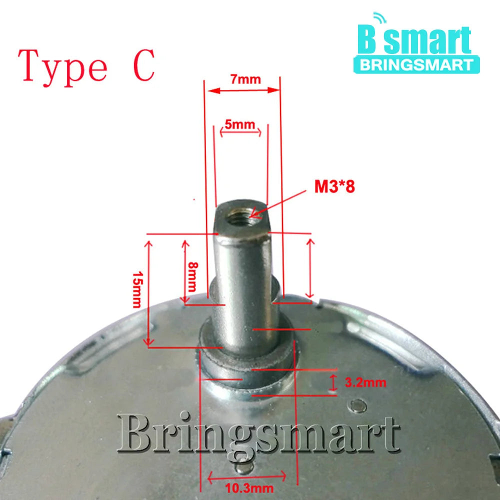 Bringsmart BLDC Motor DC Micro Motor 5V 6V 9V 12V 24V Motor Fixed Speed 0.6-60rpm For Display Stand Auto JS-50B Customized