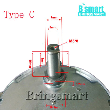 Bringsmart BLDC Motor DC Micro Motor 5V 6V 9V 12V 24V Motor Fixed Speed 0.6-60rpm For Display Stand Auto JS-50B Customized