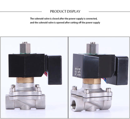 DN10 Normally Open Solenoid Valve Water Stainless Steel 3/8" Electric Valve IP65 Fully Coil 12V 24V 220V