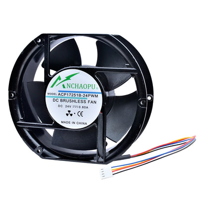 ACP17251B-24PWM Aluminum Outer Frame Plastic Blade Cooling Fan High Air Volume DC24V 0.80A 172x150x51mm for Medical Atomizer