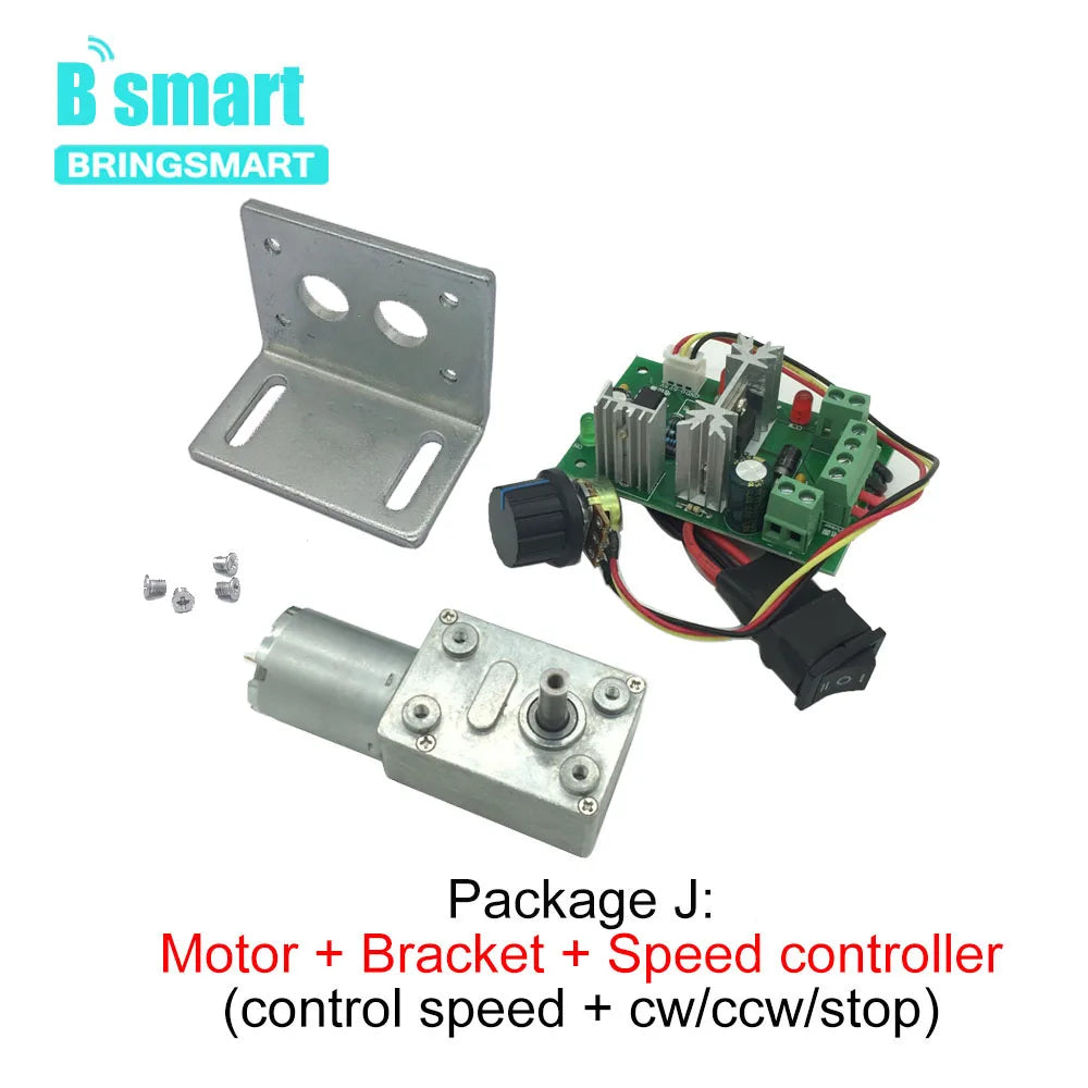 Bringsmart JGY-370 Worm Gear Motor 12 Volt Small Electric Motor 12v Dc Motor 6v Reducer 18V with Self-locking Gearbox Customized