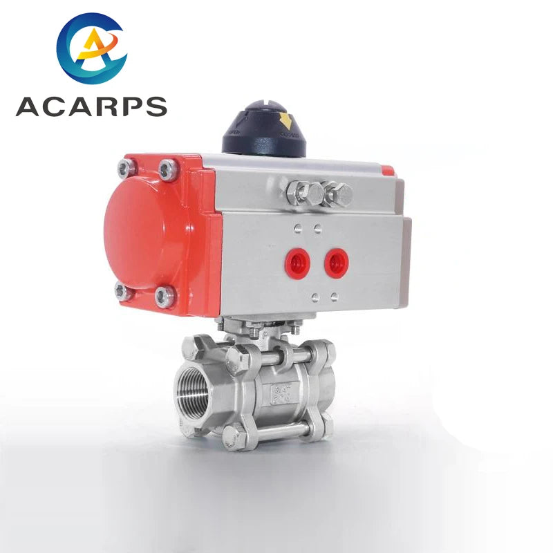 1/2" Three piece High Platform Pneumatic Ball Valve 304 Stainless steel Q611F-16P Double Acting Cylinder