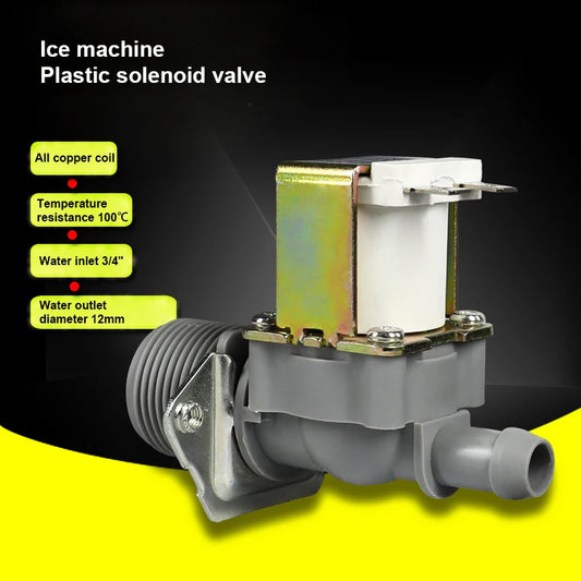 3/4" Plastic Motorized Solenoid Valve Temperature Resistance 100℃ Inlet Valve Ice Machine Air Conditioner 12V 24V 220V