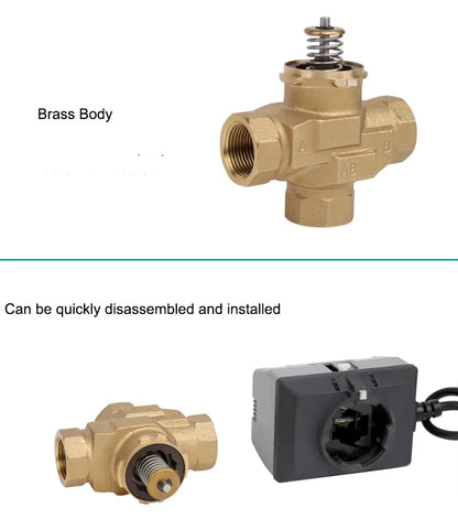 Three-wayType Motorized Valve Brass With VC6013 Fan Coil Electric Valve AV220V