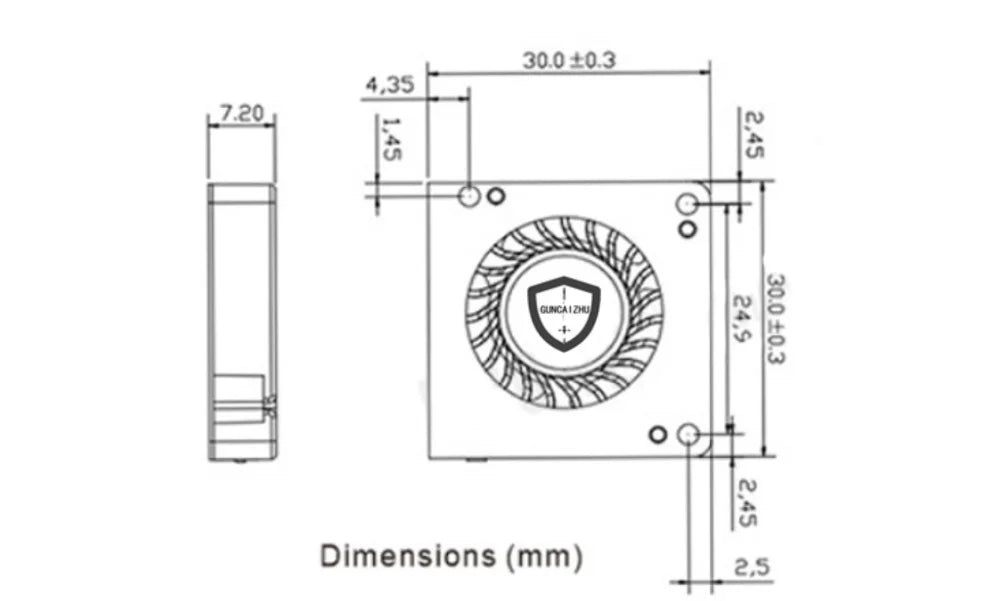 3007 30x30x7mm Projector Fan Laptop Cooling Fan Fluid Bearing 5V 12V 0.07A 7666RPM Cooling Fan With 2PIN