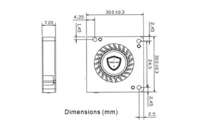 3007 30x30x7mm Projector Fan Laptop Cooling Fan Fluid Bearing 5V 12V 0.07A 7666RPM Cooling Fan With 2PIN
