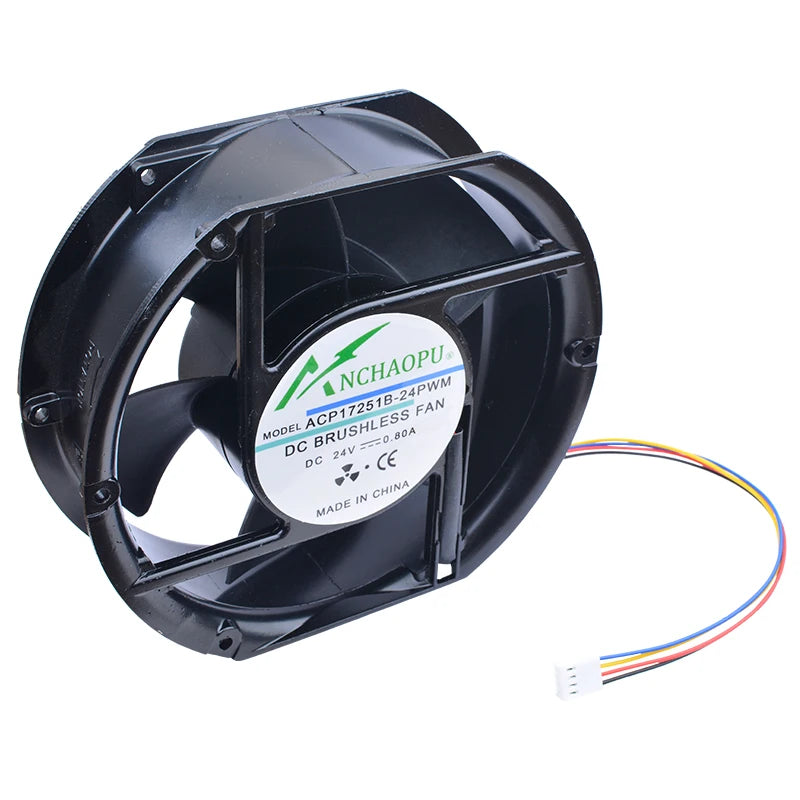 ACP17251B-24PWM Aluminum Outer Frame Plastic Blade Cooling Fan High Air Volume DC24V 0.80A 172x150x51mm for Medical Atomizer