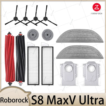 Compatible with Roborock S8 MaxV Ultra Robot Vacuum Parts Main Roller Side Brush Hepa Filter Mop Pad Cloth Dust Bag Accessories