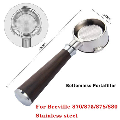 54MM Stainless Steel Coffee Portafilter for Breville Sage 870/875/878/880 Bottomless/Double Spout Coffee Handle Filter Tool