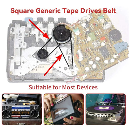 30-120mm Mix Cassette Tape Machine Belts Assorted Common Square Rubber Belt for Recorders Walkman DVD Drive