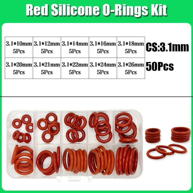 Silicone Red O Ring VMQ ORing Sealing Washer High Temperature Car Automotive Conditioner Plumbing Gaske