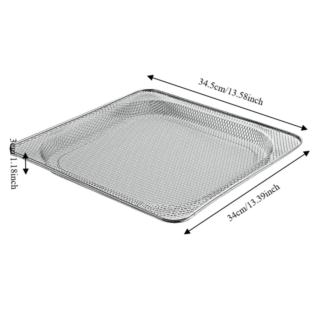 Easy To Clean Stainless Steel Replacement Air Fryer Grill Rack Square Removable Oven Baking Basket Rust-proof Baking Tray Home