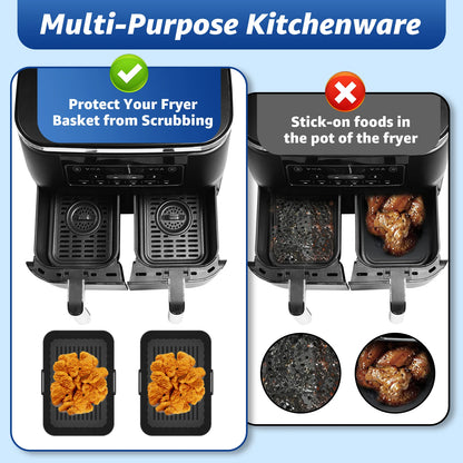 Reusable Silicone Air Fryer Basket Liner Non-Stick Heatproof Air Frying Pan Oven Baking Tray Kitchen Air Fryer Silicone Liner