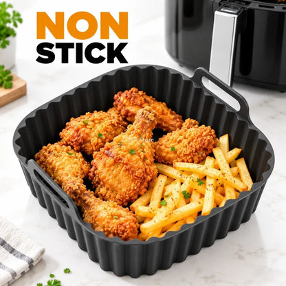 Square Silicone Air Fryer Liners Reusable Non Stick Baking Mat for 4 to 7QT Fryer Oven Microwave Kitchen Baking Use