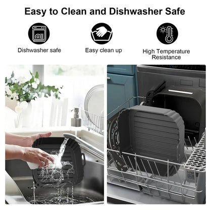 Square Silicone Air Fryer Baking Pan Reusable Non-Toxic for Oven BBQ Barbecue Kitchen Cooking Bakeware Tool