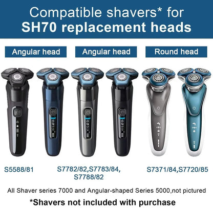 SH71/52 Replacement Heads Compatible with Philips Norelco Series 7000 and Angle 5000 Series Replacement Blades