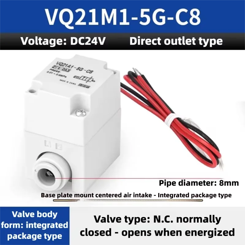 2 Way Plastic Pneumatic Solenoid Valve VQ21A1-5G/5GZ-C6/C8 2 Position 2 Port Air Control Valve