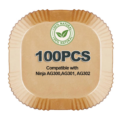 Disposable Air Fryer Parchment Liner for Ninja AG301 Grill/AF141 Pro 4-in-1, Square Air Fryer Sheet for 5-8 Qt Ninja Foodi Grill
