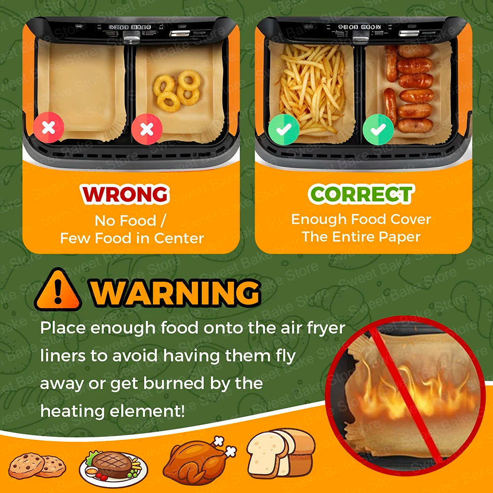 Air Fryer Disposable Liners 10.4L Dual Zone 5.2L Baking Paper for Ninja Foodi Flex AF500EU/AF500EUCP, Cosori 10L